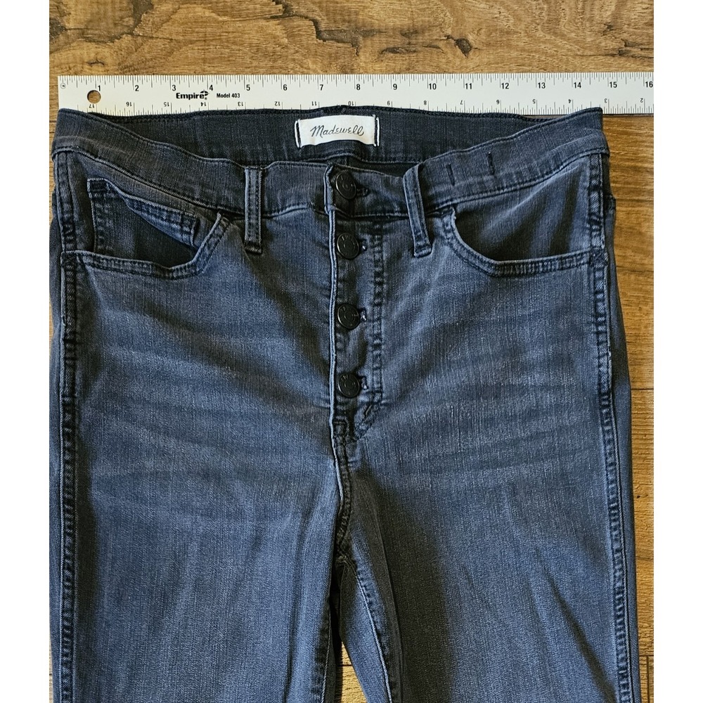 MADEWELL Womens Size 28 Black Stretch Denim 10" High Rise Skinny Jeans 29x26 - Picture 3 of 16
